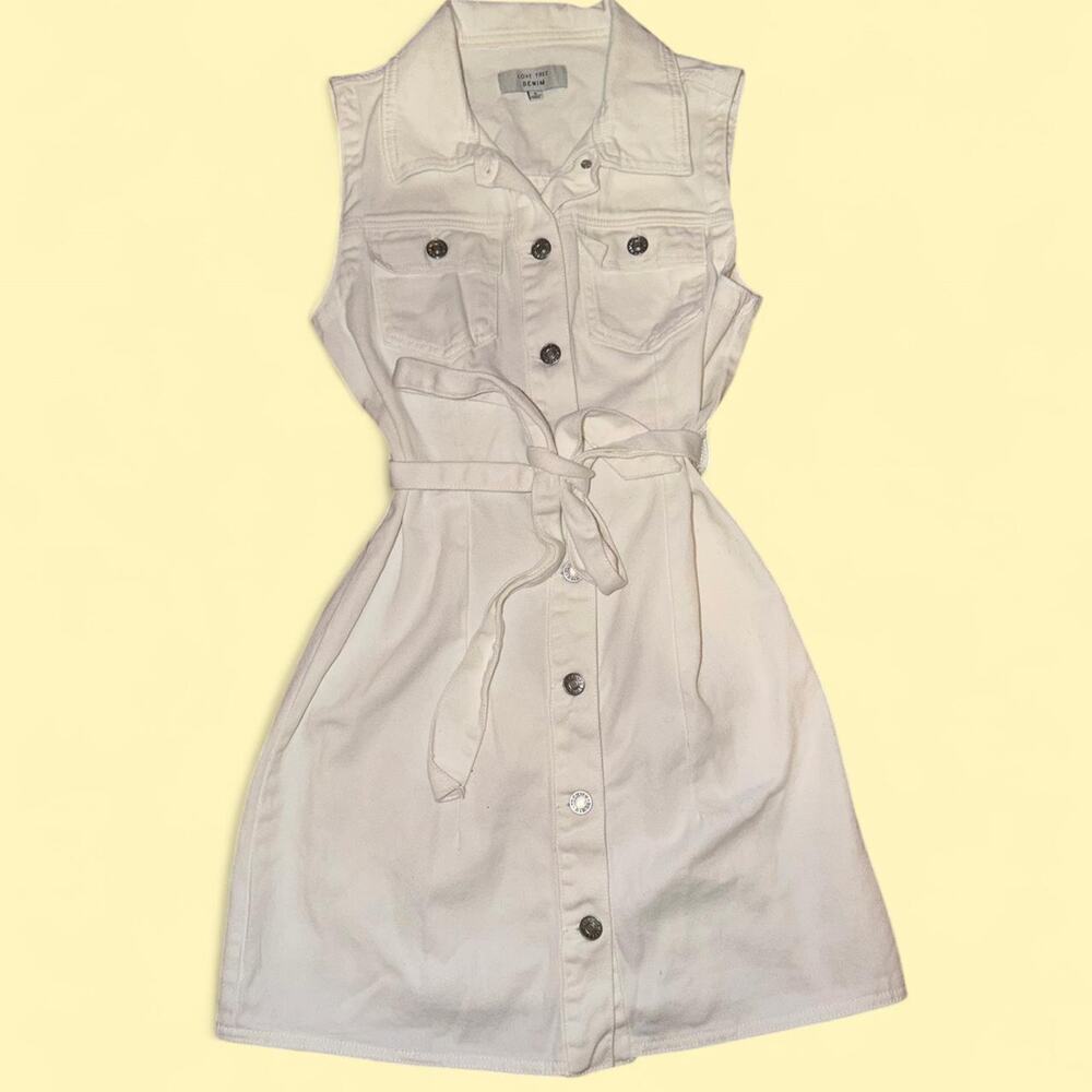 Love Tree White Denim Midi Dress Small